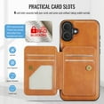 thumbnail image 6 of TECH CIRCLE for iPhone 16 Pro Case 6.3" 2024, Magnetic Phone Case with Removable Wallet & Hidden Kickstand, RFID Blocking Credit Card Slots, Compatible with MagSafe, PU Leather Protective Case, Brown, 6 of 11