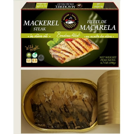 (3 Pack) Grilled Catch Mackerel steak fillet in olive oil 6.7 (Best Bait For Mackerel)
