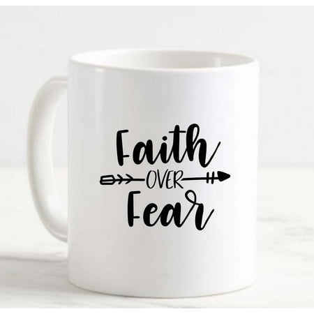 

Coffee Mug Faith Over Fear Arrow Cute Font Christian Jesus Religion White Coffee Mug Funny Gift Cup