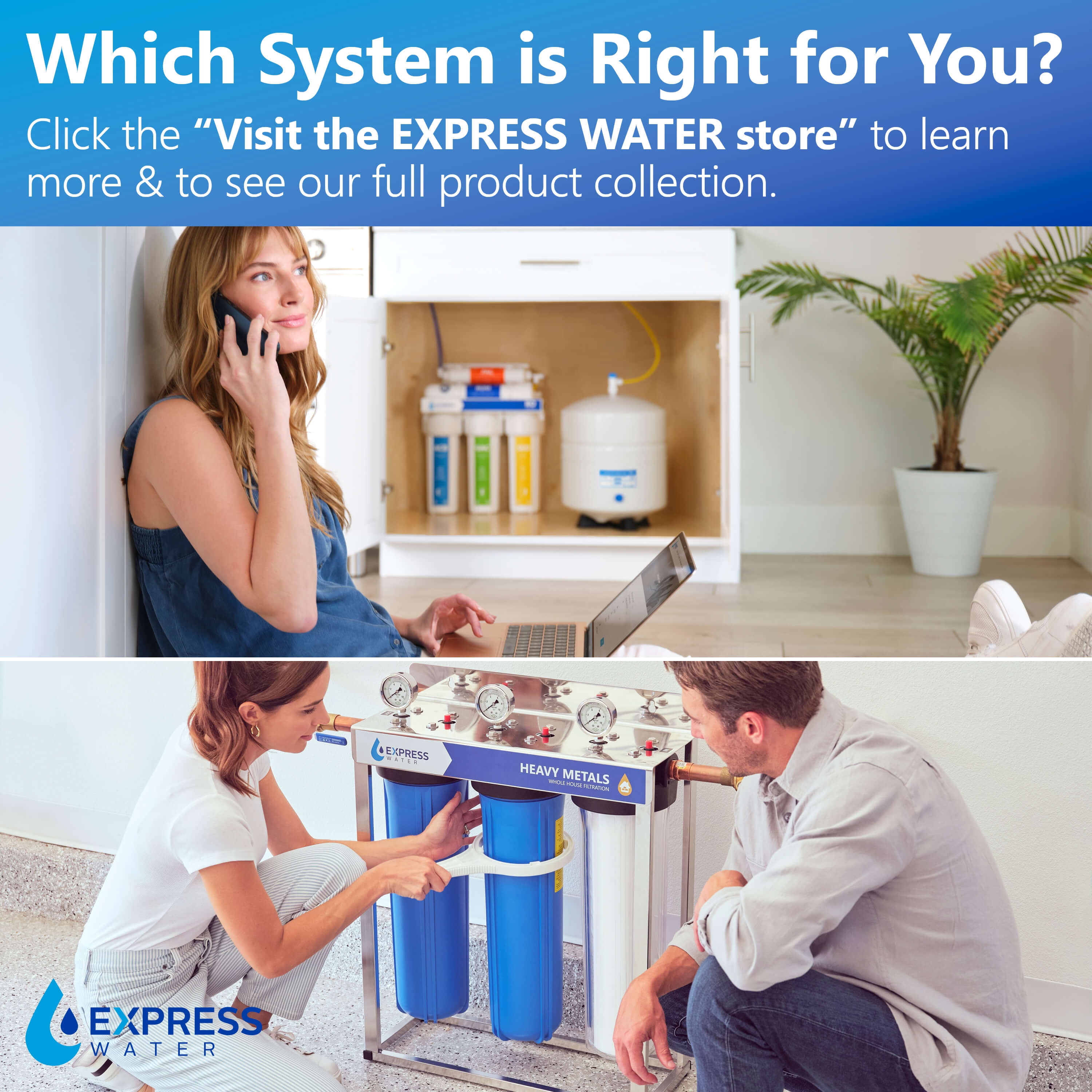 Express Water Direct Water Filtration System – 3 Stage Direct Water Filter System with Chrome Faucet – Under Sink Water Filter – Sediment, Activated Carbon Block, and Granular Activated Carbon Filters
