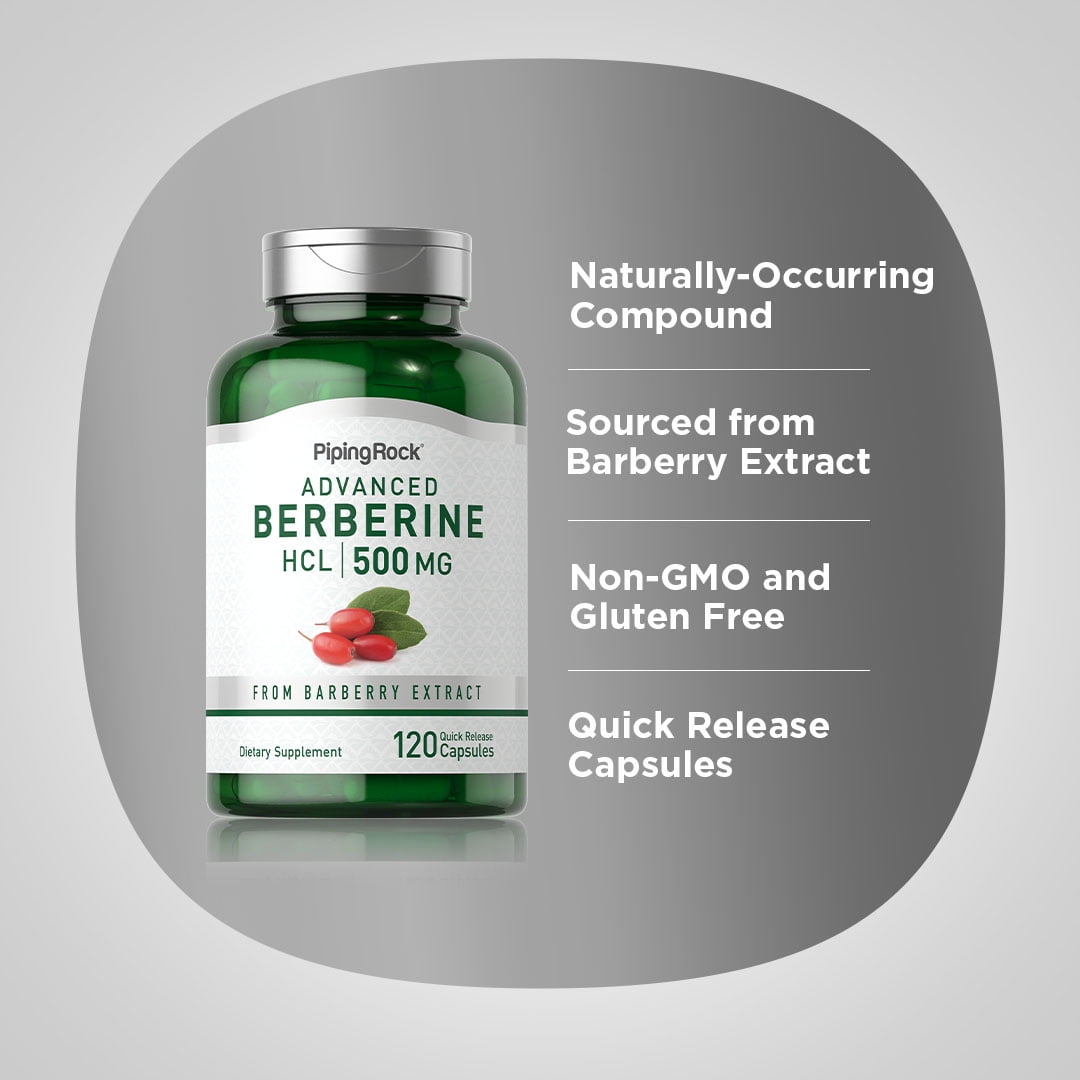 Berberine 500mg | 120 Capsules | Barberry Extract Supplement | by Piping Rock