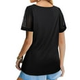 thumbnail image 6 of Viikei Women's Plus Size Short Sleeve Solid O-Neck Pullover Gauze Hollow out T-Shirt, 6 of 8
