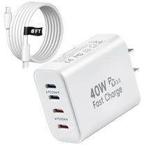 40W USB C Charger Block with 6FT USB C to C Cable, 4 USB C Port PD&QC Wall Charger Block Fast Charging Cube Compatible with iPhone 16 15 Galaxy S25 S24 Ultra, Watch, Tablet