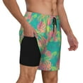 thumbnail image 2 of Kdxio Colorful Palm Leaves Print Men'S Swim Trunks With Compression Liner 7 Inch Inseam Quick Dry Swim Shorts, 2 of 7