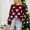 thumbnail image 4 of IROINNID Deals Pullover Sweater for Women Christmas Santa Claus Print Round-Neck Long Sleeve Warm Sweater Relaxed Fit Holiday Warm Pullover Tops,Purple, 4 of 5