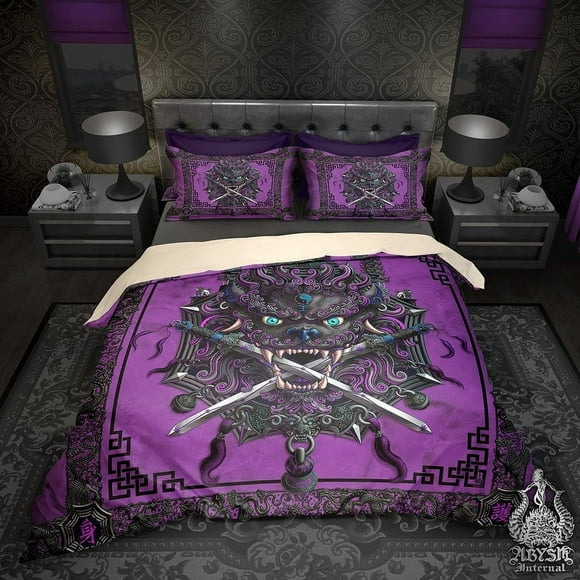 Sword Lion Bedding Set, Comforter or Duvet, Taiwan Art, Chinese Bed Cover,