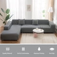 thumbnail image 4 of CHOK 2024 Sofa Slipcover L Shape Gray Sofa Cover Sectional Couch Cover Spandex Non Slip with Elastic Bottom Furniture Protector Cover for for Home Decor 2+3seater, 4 of 10