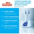 thumbnail image 2 of Toilet Plunger and Bowl Brush Combo with Caddy, 3-Piece Heavy-Duty Plunger, Toilet Brush, and Caddy Set, White/Blue, 2 of 4