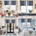 thumbnail image 5 of Vintage Striped Farmhouse Short Window Curtain Valances, Midnight Blue Modern Simple Lines Rod Pocket Kitchen Valances for Living Room Bedroom Bathroom Cafe 60" x 18", 5 of 8