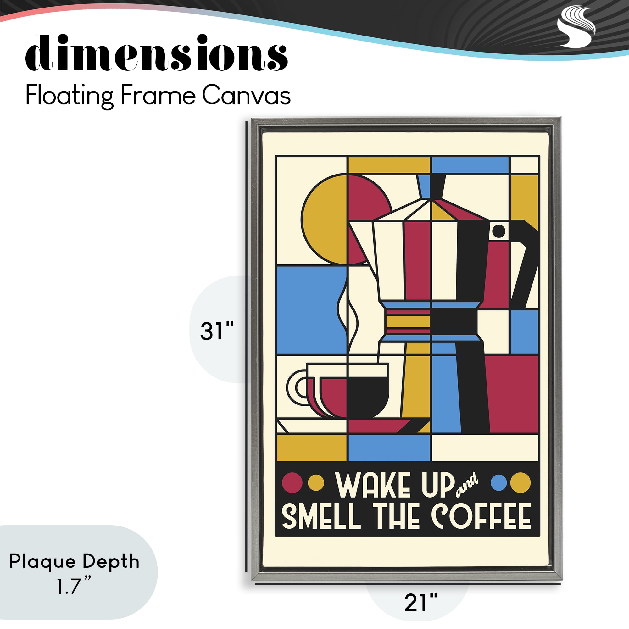 Stupell Industries Retro Wake Up & Smell Coffee Gray Framed Floater Canvas Wall Art, design by Tobe Fonseca