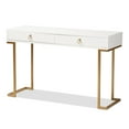thumbnail image 2 of Baxton Studio Beagan Modern and Contemporary White Finished Wood and Gold Metal 2-Drawer Console Table, 2 of 10