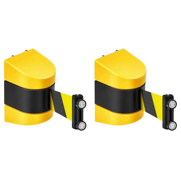2X Barrera de Pared Magnética Retráctil de 3 Metros con Montaje en Pared Magnético, Control de Multitudes, Cinturón de Seguridad Retráctil, Cinturón A Rayas.