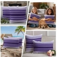thumbnail image 5 of Purple Ombre Stripe Outdoor Waterproof Pillow Covers, Farmhouse Striped Gradient Decorative Square Throw Pillowcase Sofa Cushion Sham for Patio/Couch/Chair, 24"x24" 2 Pack, 5 of 8