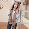 thumbnail image 3 of XIAOCHA Womens Panda‑Print Hooded Scarf Hat Plush Hats for Fall Winter Walk Hoodedscrafthats,Coffee, 3 of 5