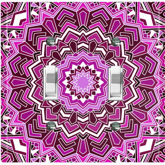 Metal Light Switch Plate Cover Purple Mandala Ice Flower Tile Pattern MDL051