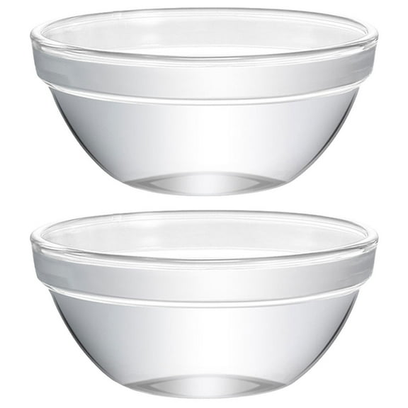 Set of 2 Transparent Glass Prep Bowls for Kitchen, Dessert, and Chinese Pudding Serving Bowls