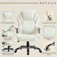 thumbnail image 3 of Snugway Ergonomic Office Chair PU Leather Executive Chair Padded Flip Up Armrest Computer Chair,White, 3 of 10