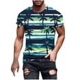 thumbnail image 2 of Tops para hombre, blusas y camisas de manga corta con cuello redondo para hombre, camiseta con cuello redondo y estampado para hombre, blusa informal de poliéster de manga corta a la moda para hombre., 2 of 5