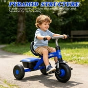 KORIMEFA Toddler Trike for Ages 2-5 Boys Girls, Beginner Kids Tricycle with Quiet Wheels & Storage Bin, Blue