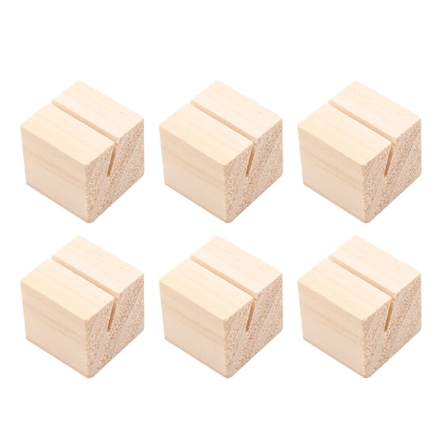 MasteelfCA 10 Pcs Support d'Affaires en Bois de Forme Carrée Support Photo Support d'Image Support Mémo Fait à la Main (3x3x3cm)