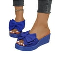 thumbnail image 5 of Xfvqtps Womens Bow Wedge Slide Sandals Casual Thick Sole Slip on Comfortable Outdoor Summer Shoes, 5 of 9