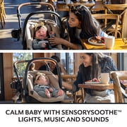 Evenflo Shyft Intuiti+ Travel System Featuring Revolve180 LiteMax NXT Preemie and Infant Car Seat with SensorySoothe and Green & Gentle (Champagne)