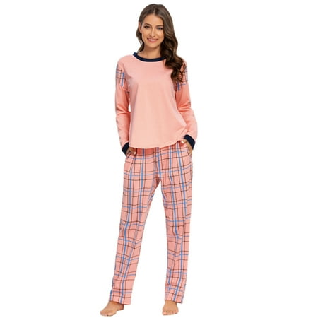 

Unique Bargains Women s Pjs Lounge Round Neck with Pants Nightwear Pajama Sleepwear Sets