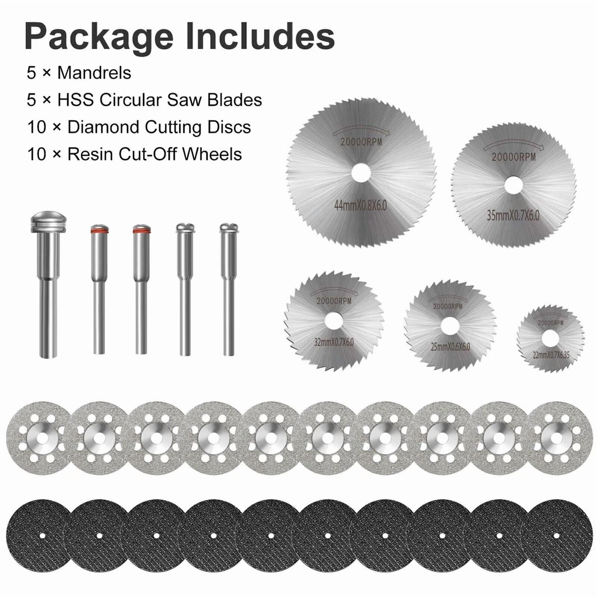 30Pcs Cutting Wheel Set Drill W/ 1/8" Mandrel For Dremel Rotary Tool Accessories