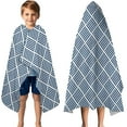 thumbnail image 3 of Blue Geometric Striped Pattern Hooded Bath Towel，50"x30" for Ages 3 To 12 Kids, Quick Dry Lightweight Soft Microfiber Hood Beach Towel Cover Up for Kids, 3 of 7