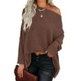 thumbnail image 5 of Fashion Knit Sweater, Batwing Sleeve Knit Tops Charming Loose One Shoulder Comfortable For Lady For Work For Travel ANGGREK No, 5 of 5