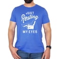 thumbnail image 2 of Funny Fathers Day Shirt Just Resting My Eyes  Sleeping Dad Recliner Graphic Tee Heather Blue Shirt Adult Small, 2 of 6
