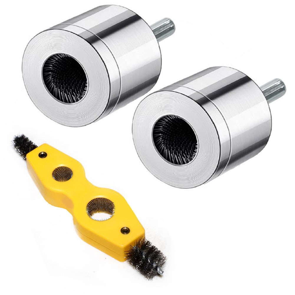 qiya Copper Pipe Cleaner With 4in1 Battery Brush Dual Head For Drill 15+22mm Plumbing Cleaning Metal Tube Battery Brush Accessories