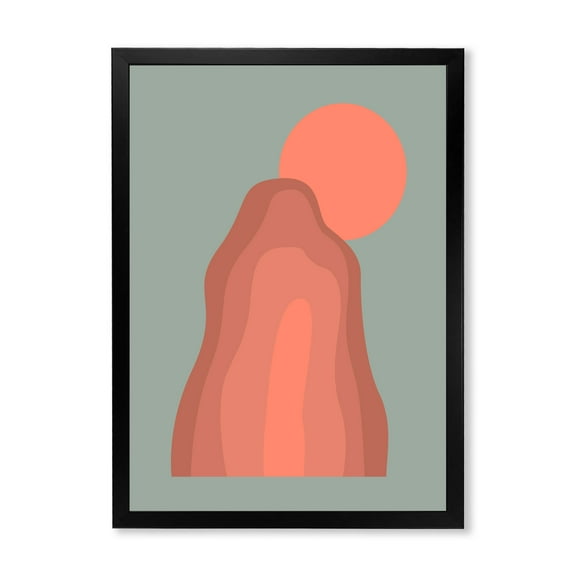 Designart 'Abstract Pink Sunset Mountain Landscape' Modern Framed Art Print