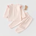 thumbnail image 4 of Faraee Baby Boy Girl Two Piece Outfit Ruffle Shoulder Long Sleeve Top and Pants Set Cotton Solid Color Loungewear Sleepwear for Infant Toddler 6 12 18 24 Months, 4 of 6