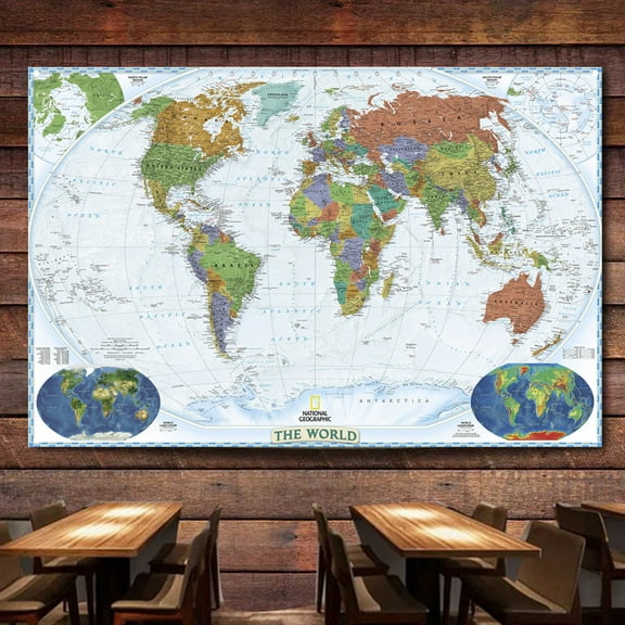 Large World Map Flag Hanging Banner Wall Art Picture For Indoor and Outdoor Canvas Paintings Posters Prints Tapestry Home Decor,38X57 inches