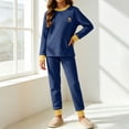 thumbnail image 2 of HBGVBA Fall Winter 2 Piece Set for Girls Long Sleeve Crewneck Top with Cuffed Pants Soft Comfortable Casual Outfit for 4-16 Years, 2 of 5
