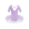 thumbnail image 5 of Sxiwei Kids Girls Short Sleeve Ballet Dance Dress Tutu Skirt Leotard Gymnastics Outfit Dancewear Purple 5-6, 5 of 7