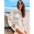 thumbnail image 4 of Vestido playero de crochet de malla ANRABESS, color crema, talla L, 4 of 8