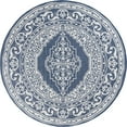 thumbnail image 3 of 8ft Round Water Resistant, Large Indoor Outdoor Rugs for Patios, Front Door Entry, Entryway, Deck, Porch, Balcony | Outside Area Rug for Patio | Navy, Floral | Size: 7'11'' Round, 3 of 6