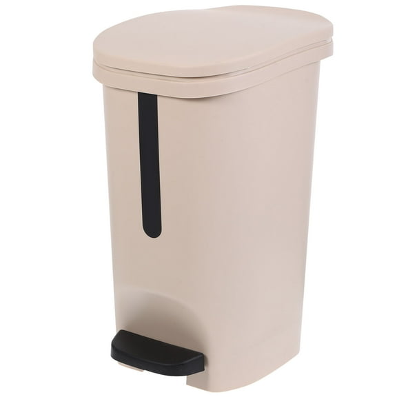 Baluue Step Trash Can Container Khaki 1Set