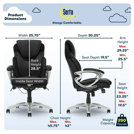 Serta - Bryce Bonded Leather Executive Office Chair - Black