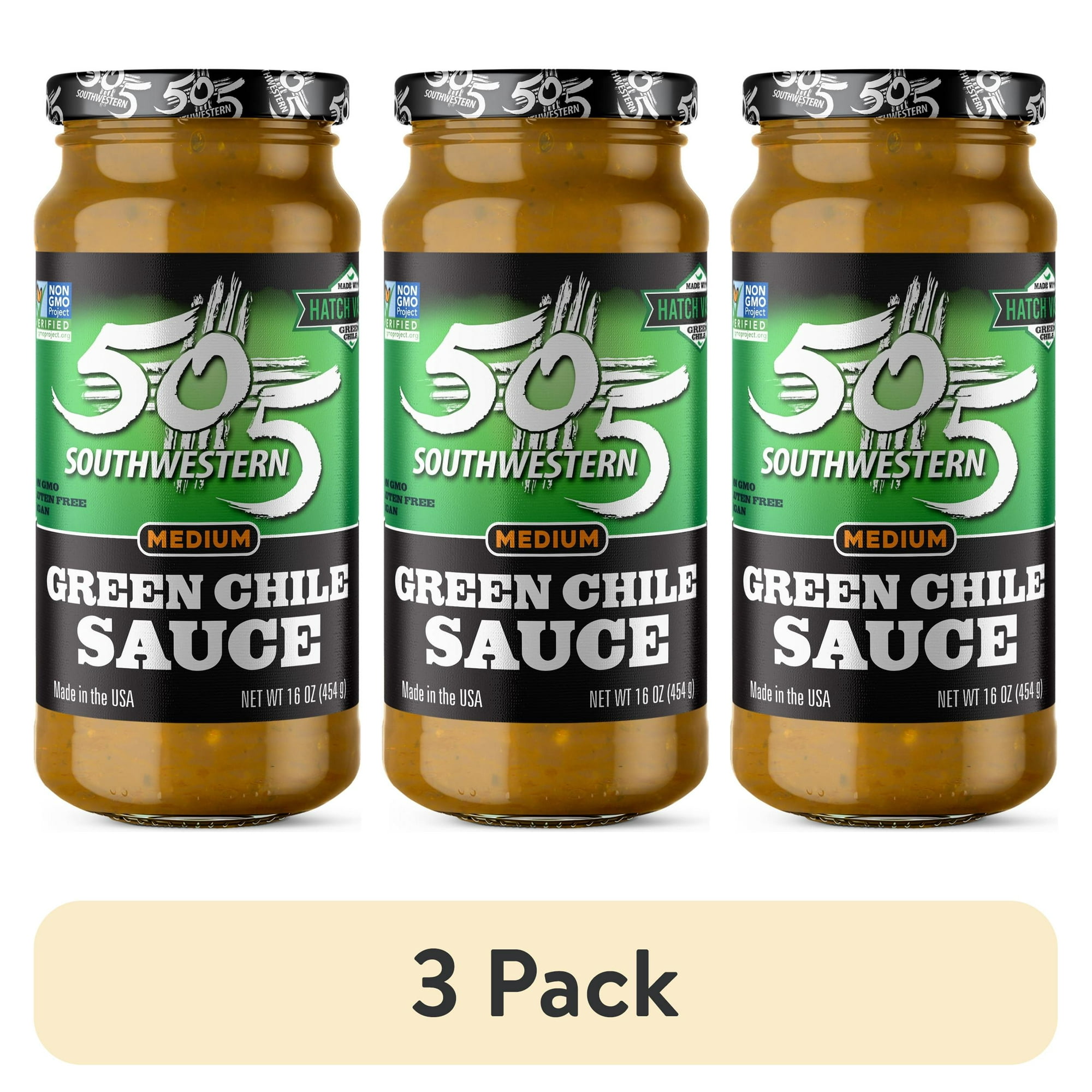(3 pack) 505 Southwestern Medium Green Chile Sauce, 16 oz Jar – Hatch Green Chile Sauce for Tacos and Enchiladas