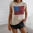 thumbnail image 2 of Women Tank Knit Tops Tshirts American Flag Tshirt Round Neck Blouses Summer Clothing Fashion Tee, 2 of 6