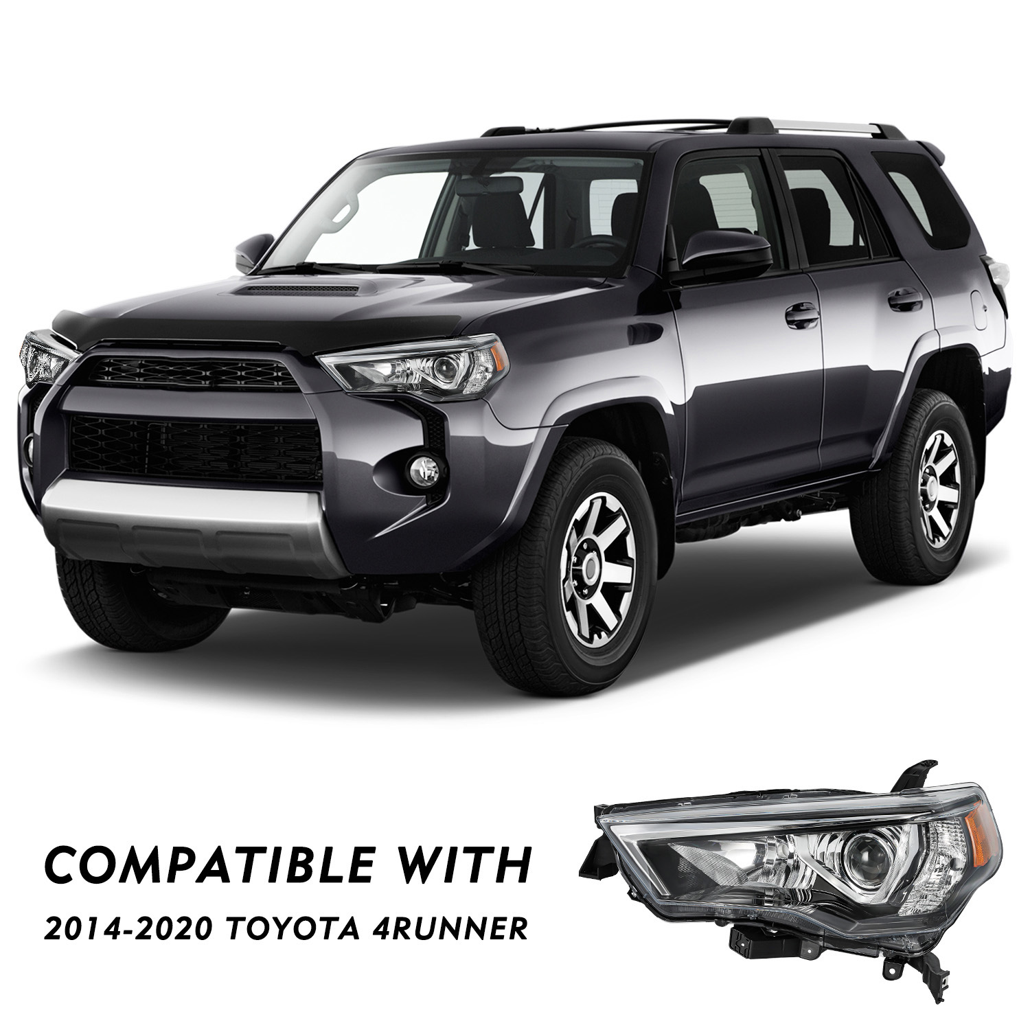 Toyota 4Runner for 2014-2020 4 Door Halogen Headlights Assembly Headlamps Pair