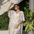 thumbnail image 4 of Miss Lavish London Women Kaftans Dresses, Tropical Floral Purple S, 4 of 6