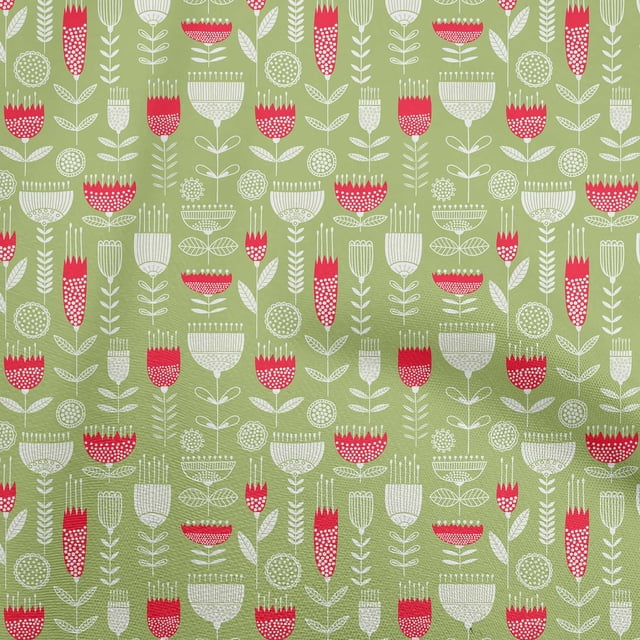 oneOone Tissu Jersey Coton Rouge Floral Africain Matériel de Robe Tissu Imprimé Tissu au Mètre 58 Pouces de Large