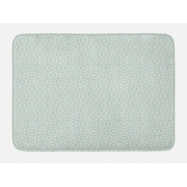 Shabby Chic Bath Mat, Big Little Nested Symmetric Circles Dots Geometric Vintage Tile Pattern, Non-Slip Plush Mat Bathroom Kitchen Laundry Room Decor, 29.5 X 17.5 Inches, Cream Pale Blue, Ambesonne