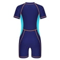 thumbnail image 2 of inlzdz Kids Girls Boyleg Swimming Surfing Jumpsuit One Piece Short Sleeve Beach Swimsuit Bathing Suit Royal Blue 150, 2 of 7