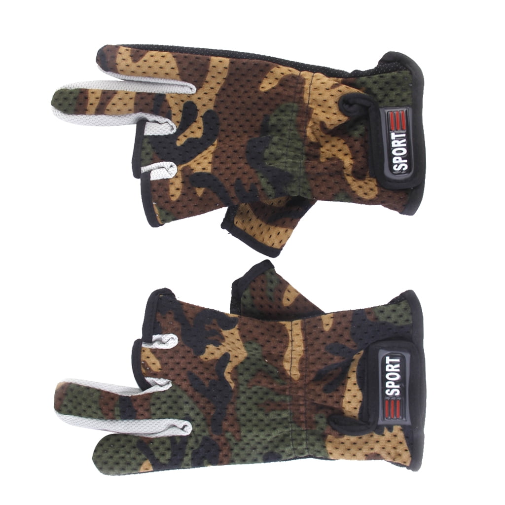Non Slip Friction Palm 3 Low Cut Finger Comfortable Fishing Gloves