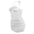thumbnail image 4 of Robe Moulante Sexy Unie pour Femmes Col Halter Plissé Découpe Poitrine Sans Manches Robe d'Été, 4 of 6